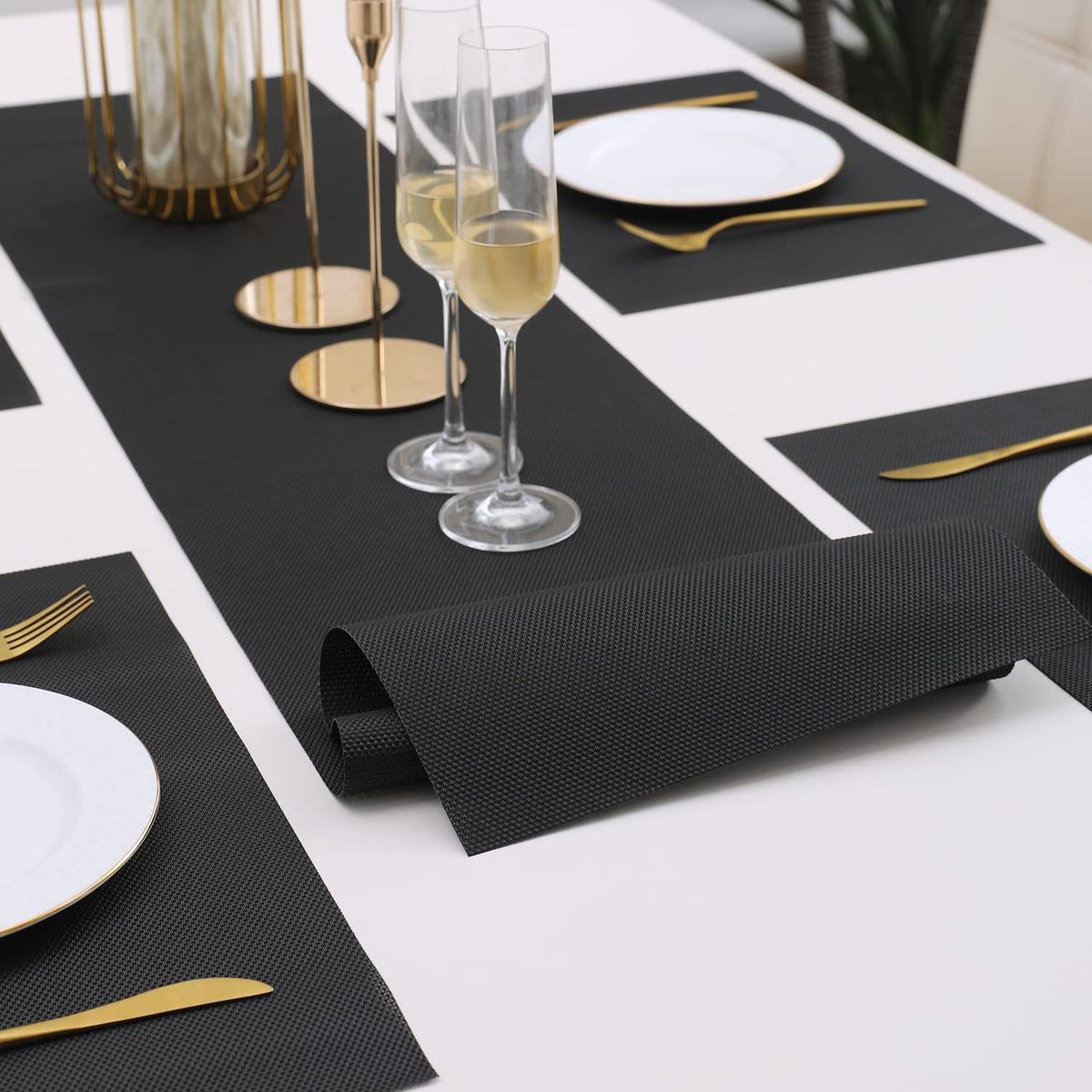 PVC Dining Table Mats, Jet Black