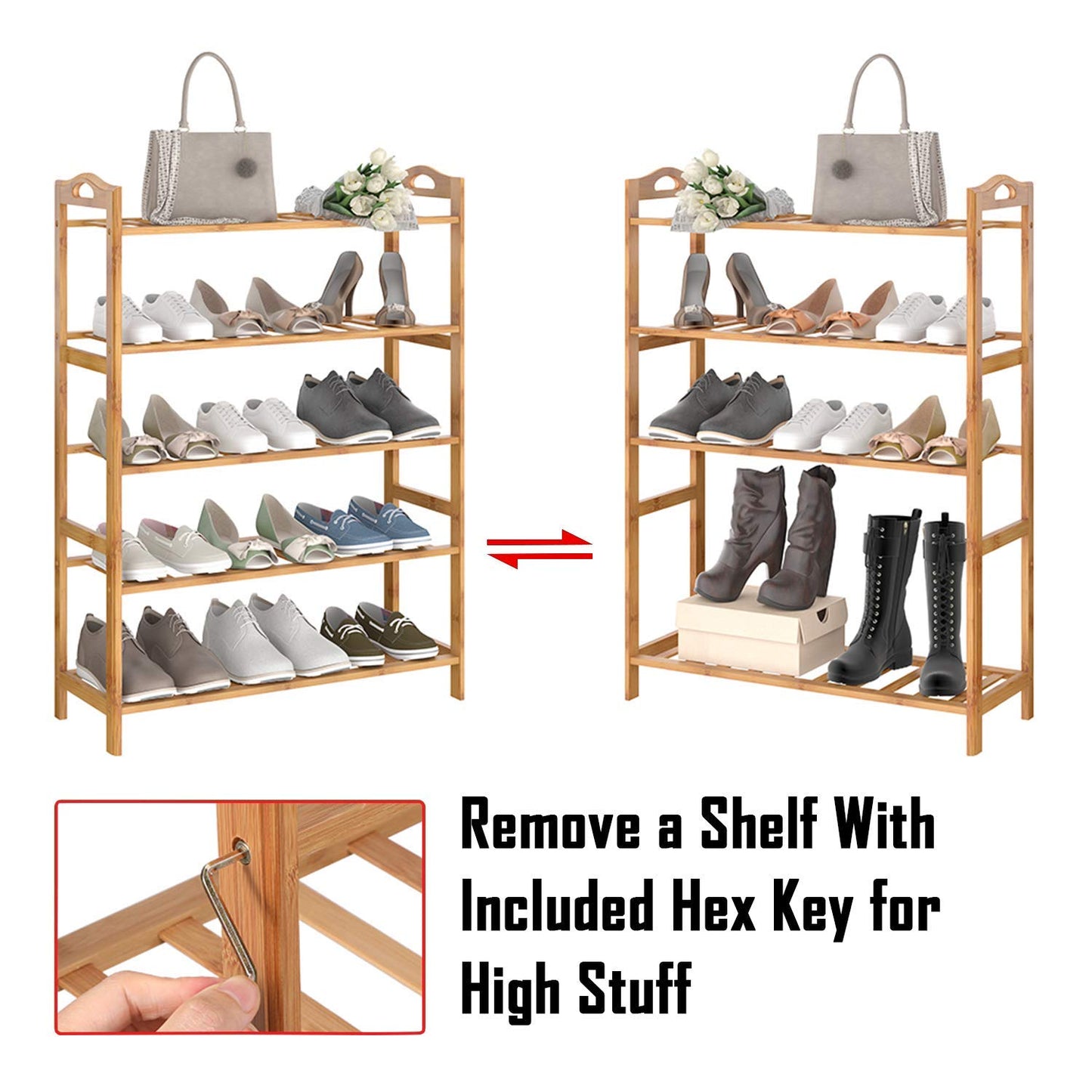 Bamboo 3/4/5 Tier Shoe Racks Slipper Stand Chappal Storage Organizer Utility Racks