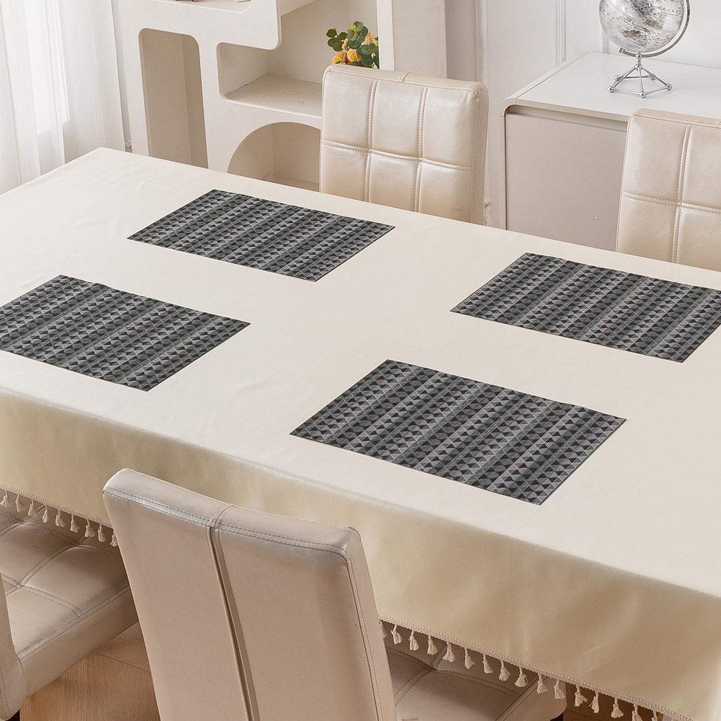 RhombusEcho Washable PVC Mats for Dining Table - Intense Grey
