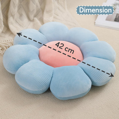Luxury Flower Plush Decorative Pillow – Ultra-Soft Seating Cushion (42 cm, Soft Blue)