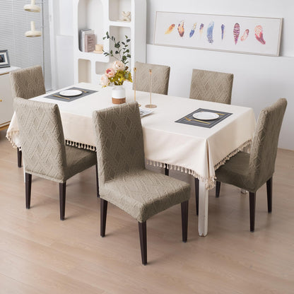 Chair Cover Set of 1/2/4/6, 190 GSM Jacquard, Buff Brown