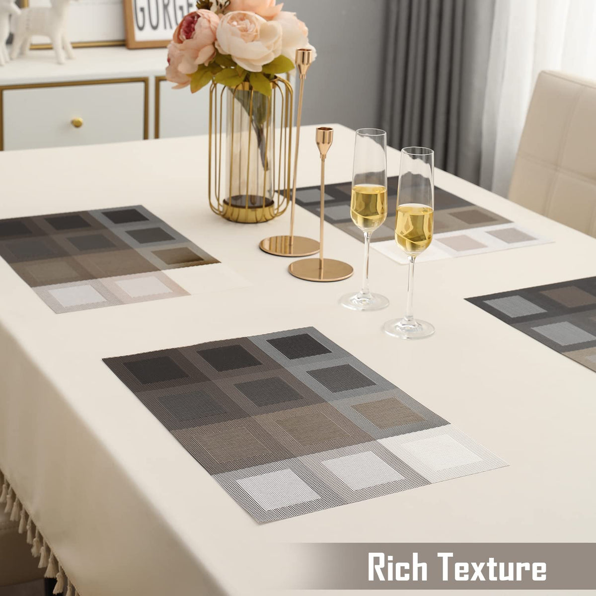 PVC Dining Table Mats, Gradient Brown