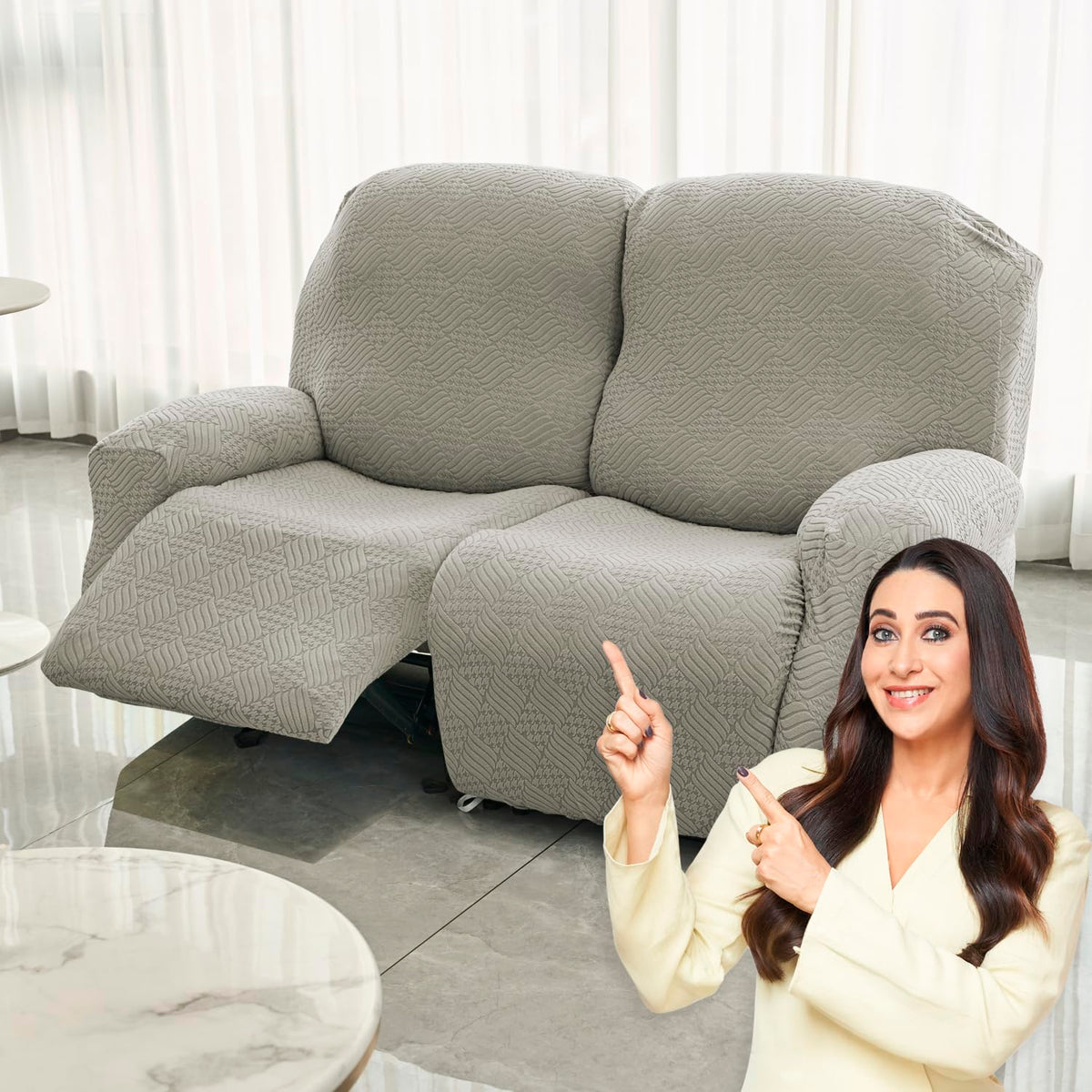 Buy Taupe Brown Colour Jacquard 2 Seater Recliner Sofa Cover