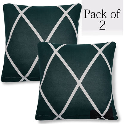 HOKIPO Stretchable Pack of 2 Cushion Cover 16x16, Teal Diamond