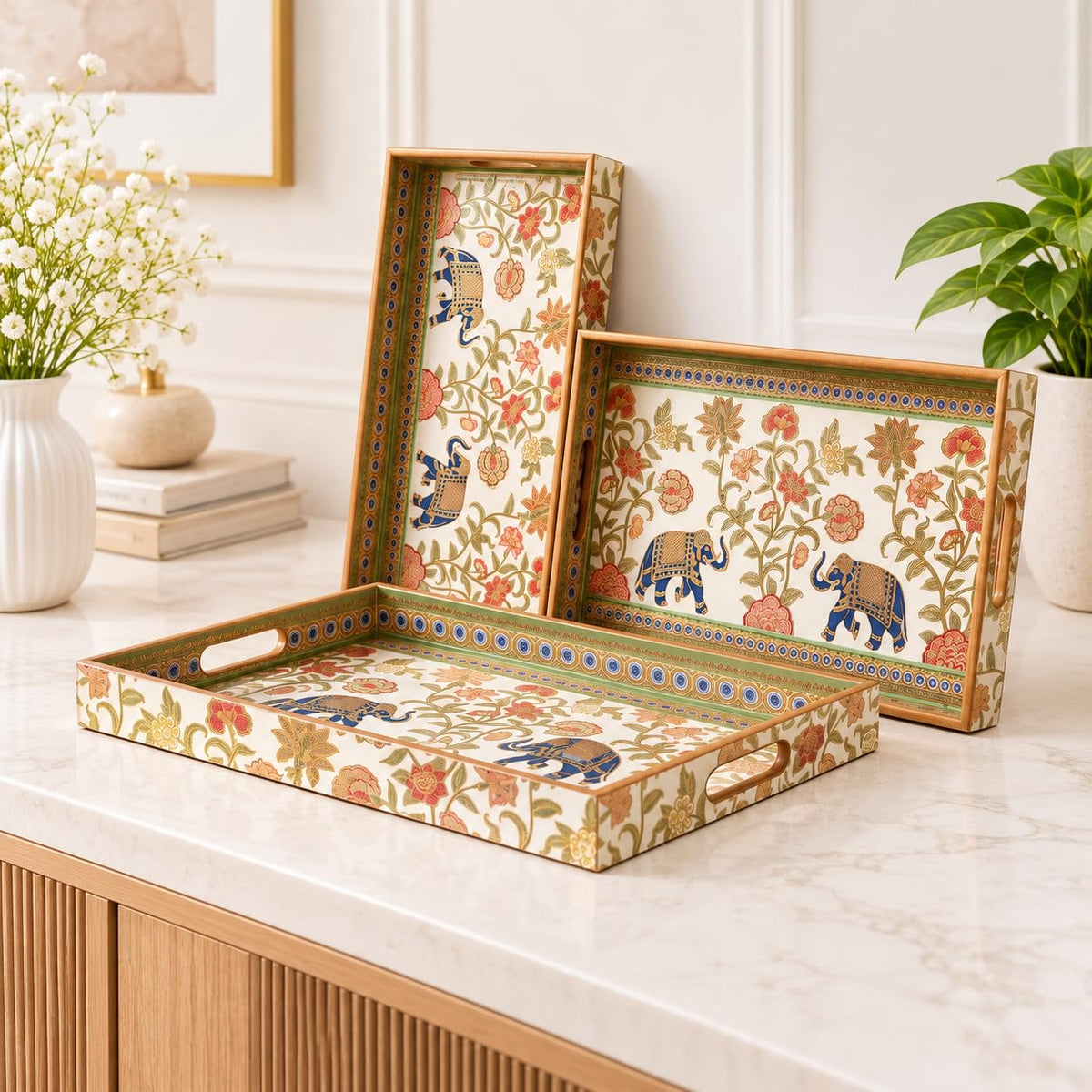 HOKIPO Serving Tray Set of 3, Engineered Wood, Sunhere Parinday - image 18