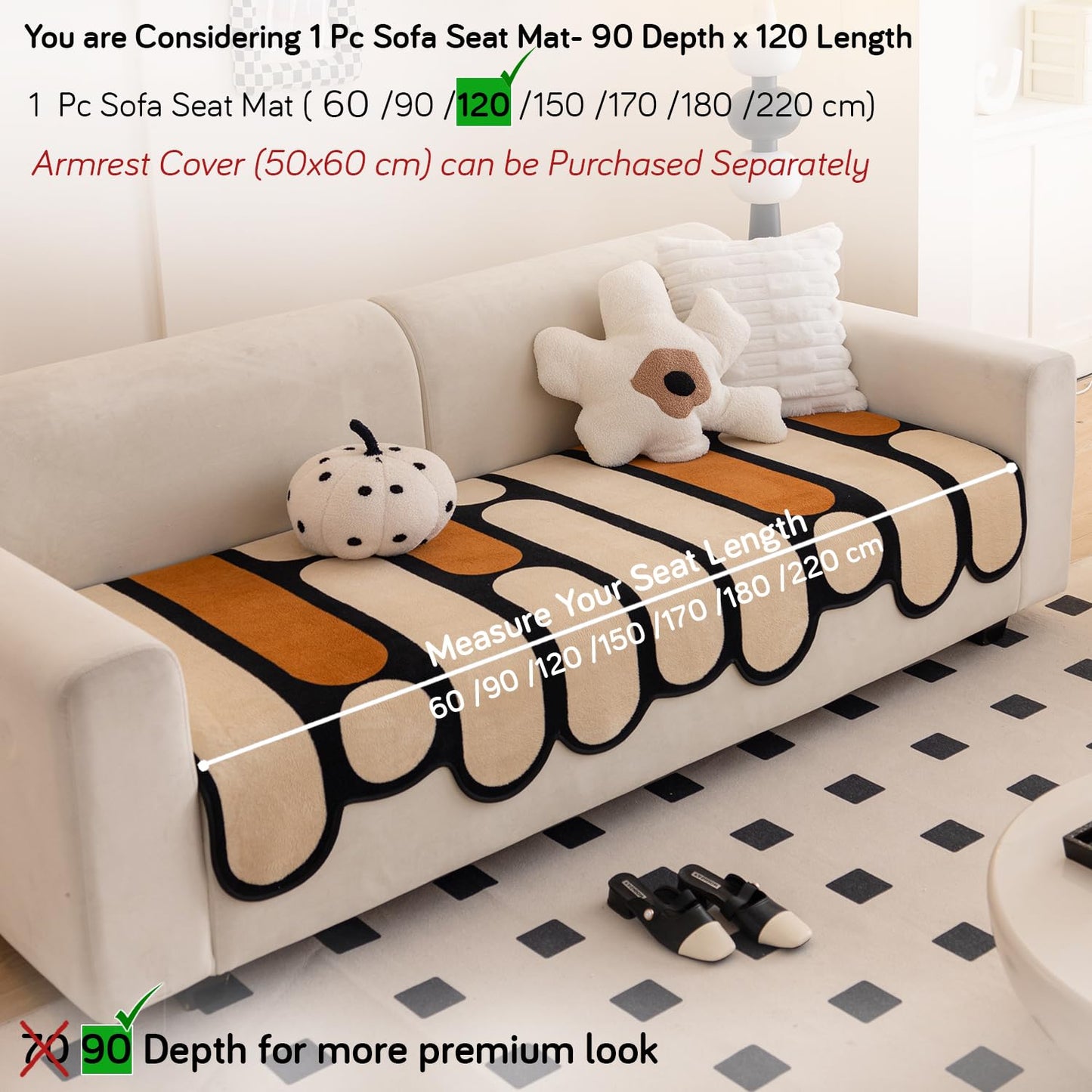 Moderna Curves All Season Sofa Cover Mat, Oyster Beige