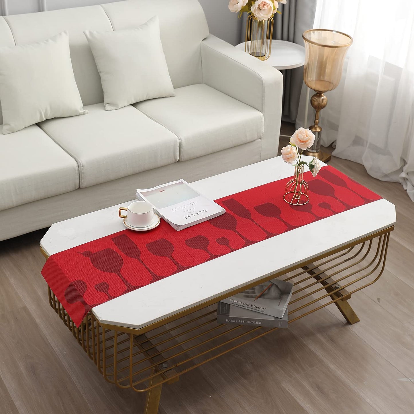 PVC Table Runner 30x135 cm, Cherry Red