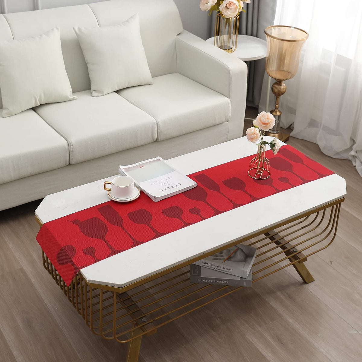 Buy Cherry Red Colour PVC Runner for Coffee & Center Table​