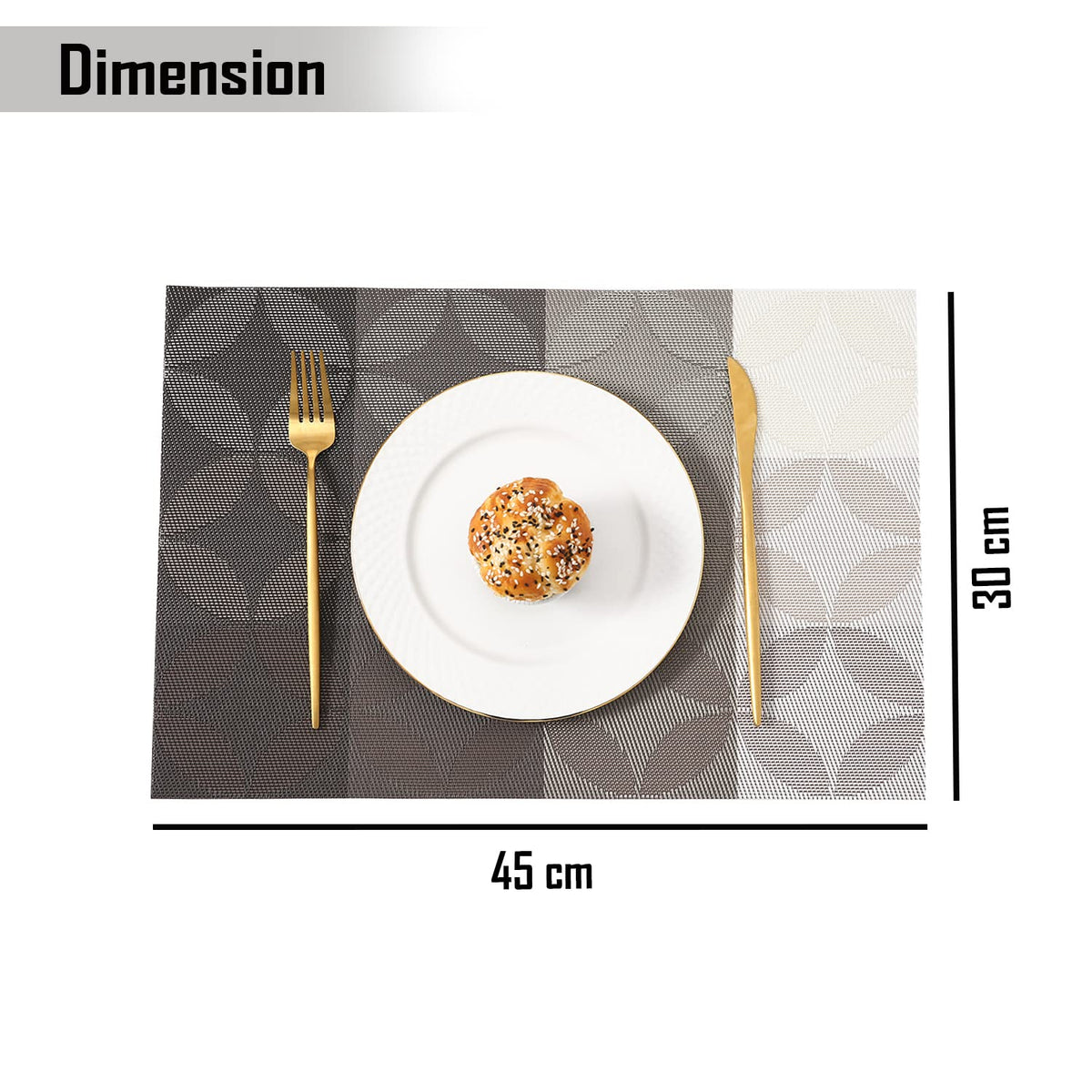 PVC Dining Table Mats, Geometric Grey