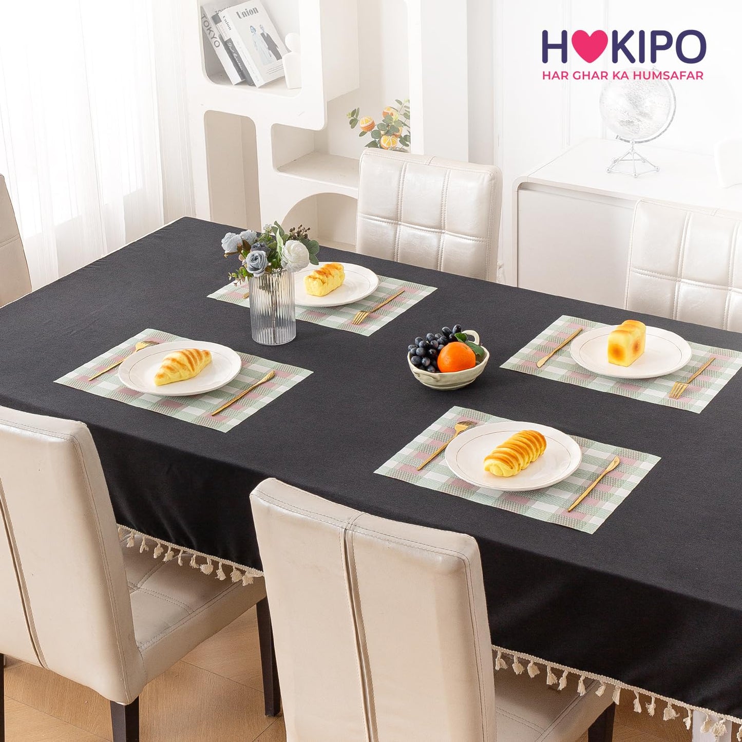 Classic Checks PVC Washable Mats for Dining Table - Mint Green