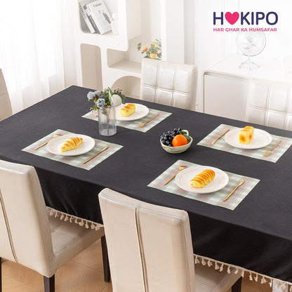 Classic Checks PVC Washable Mats for Dining Table - Mint Green