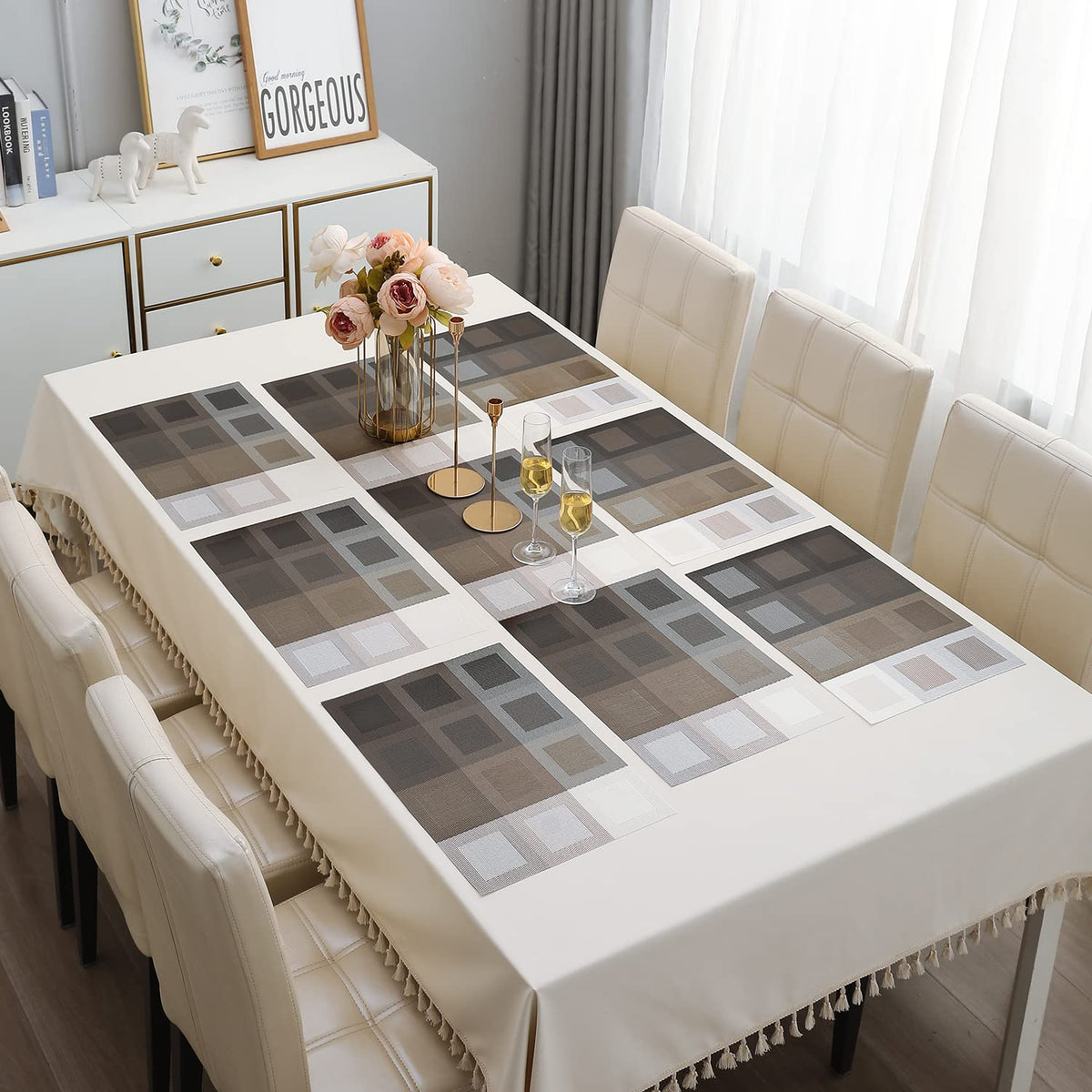 PVC Dining Table Mats, Gradient Brown