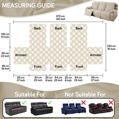 UrbanQuilt Recliner Sofa Slipcover Mat with Dual Belt for 1/2/3 Seater - Cream