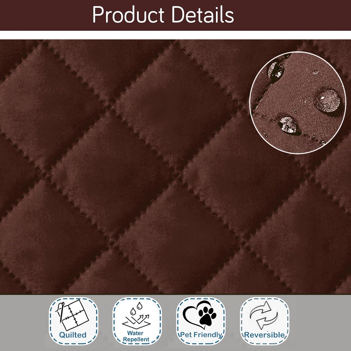 HOKIPO Quilted Reversible One Piece L Shape 4/5/6 Seater Sofa Cover Mat, Brown
