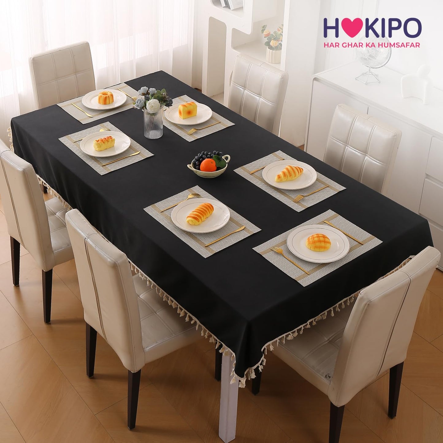 Chevron Stripes PVC Mats for Dining Table - Warm White