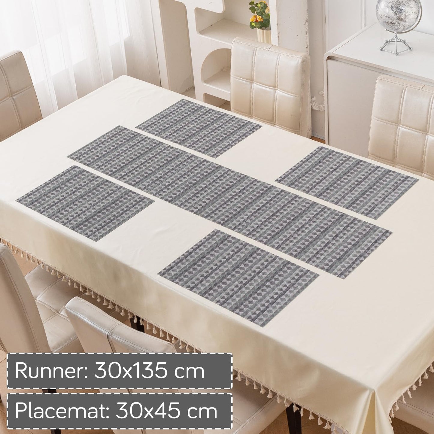 RhombusEcho Washable PVC Mats for Dining Table - Glacier Grey