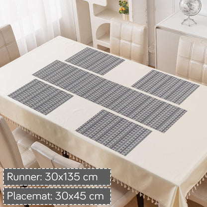 RhombusEcho Washable PVC Mats for Dining Table - Glacier Grey