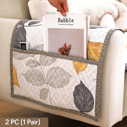 Printed Quilted Sofa Cover Mats, Multicolor Leaves