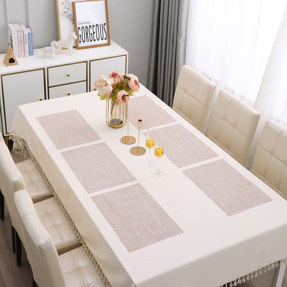 PVC Dining Table Mats, Beige