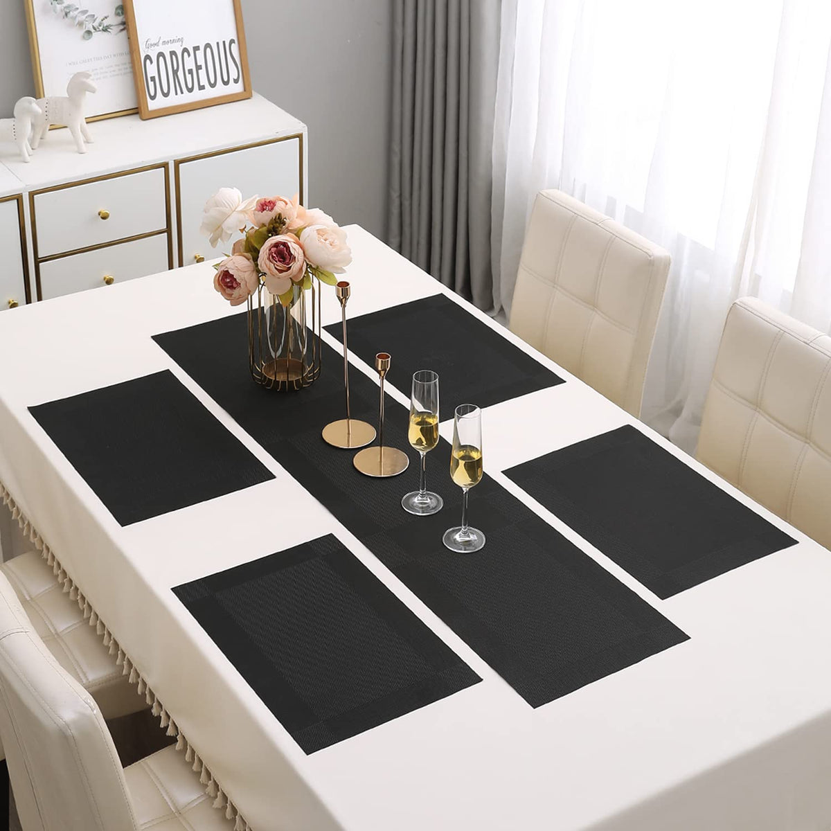 PVC Dining Table Mats, Black