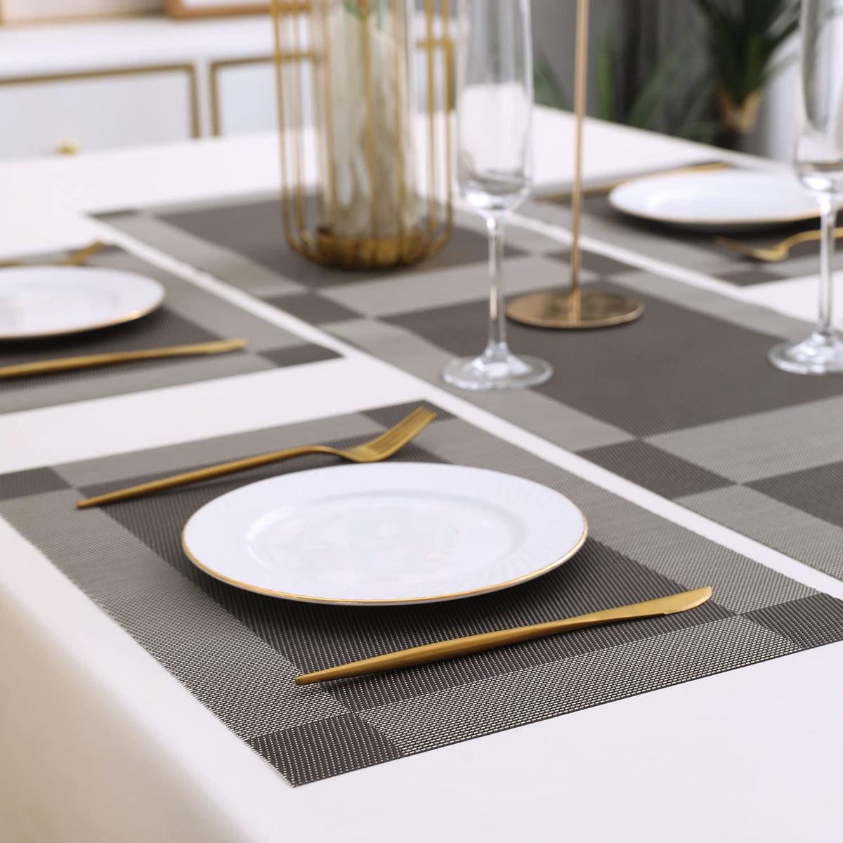 PVC Dining Table Mats, Dark Grey