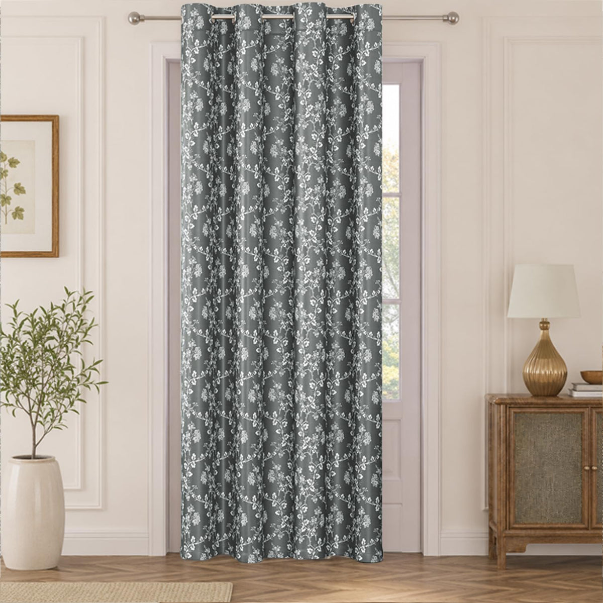 HOKIPO Bahaar Eyelet Curtains, 7 Feet Long - Charcoal Grey - image 2