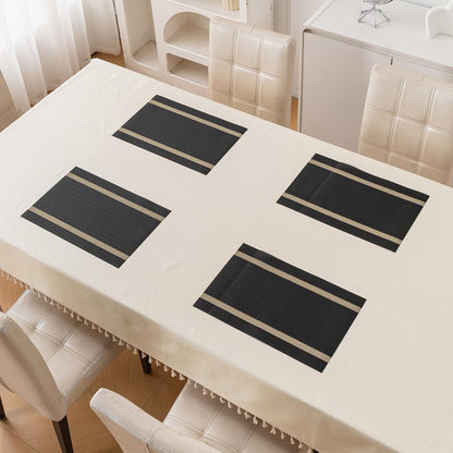 Chevron Stripes PVC Mats for Dining Table - Jet Black