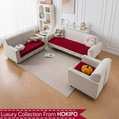 Serenity Tassel Chenille Sofa Cover with Tassel – Crimson Ruby