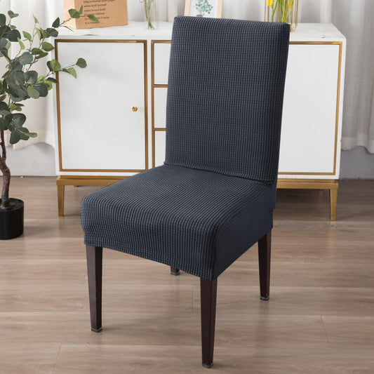 200 GSM Jacquard Set of 1/2/4/6 Dining Chair Cover, Dark Grey