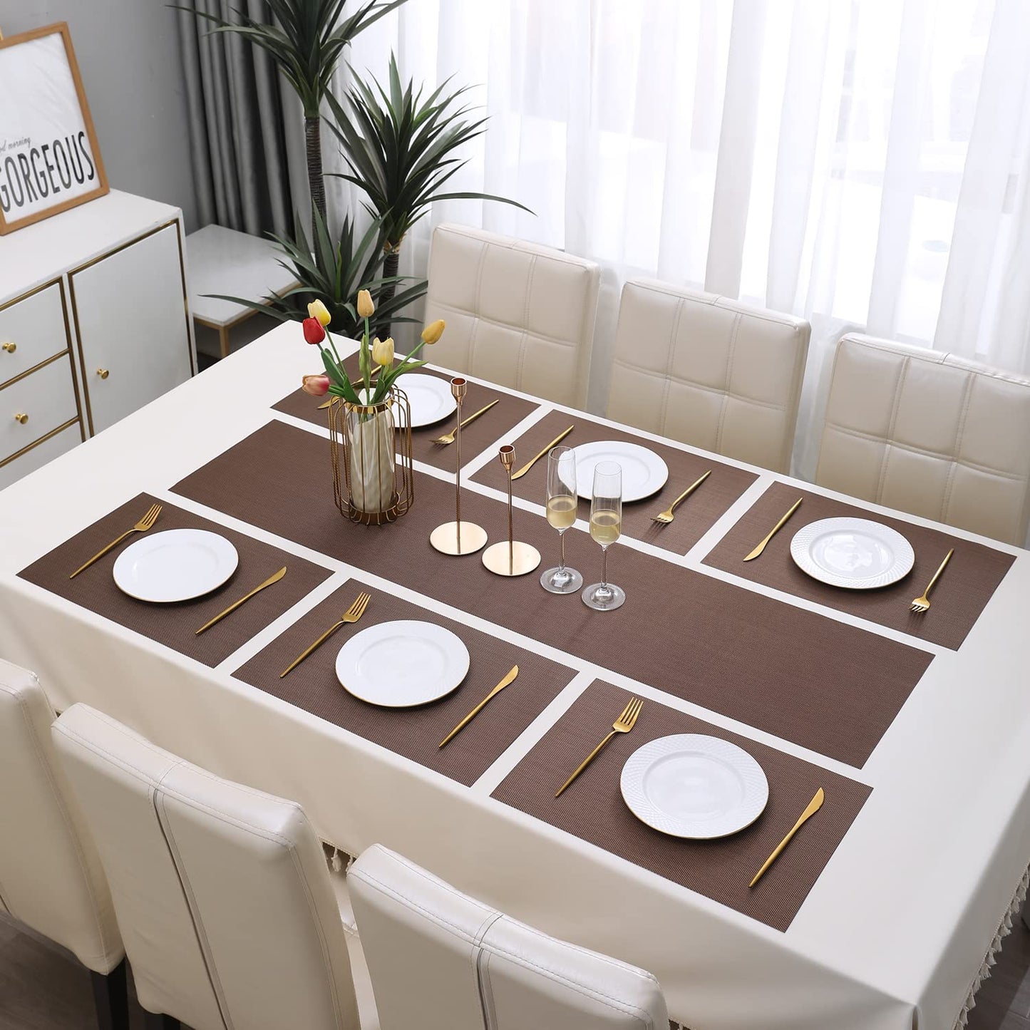 PVC Dining Table Mats, Brown