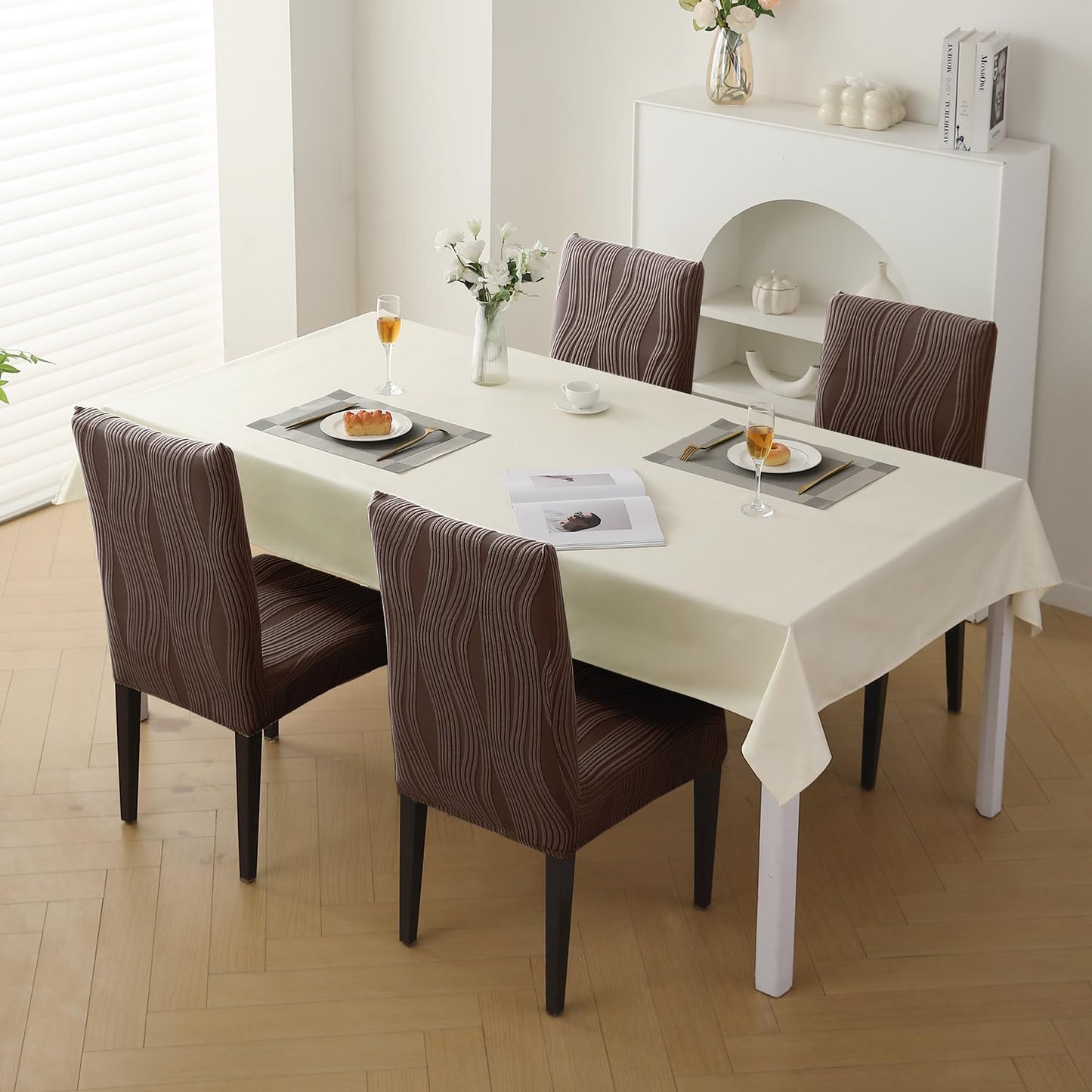 Nestiva Series Stretchable Knitting Jacquard Chair Cover - Chocolate Brown
