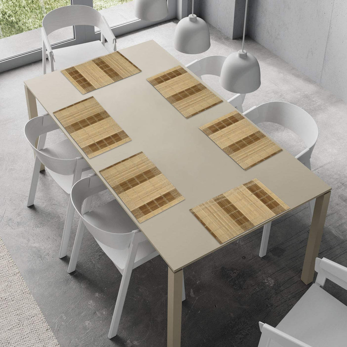 Buy Rectangle reversible bamboo table mats set of 6 | Hokipo