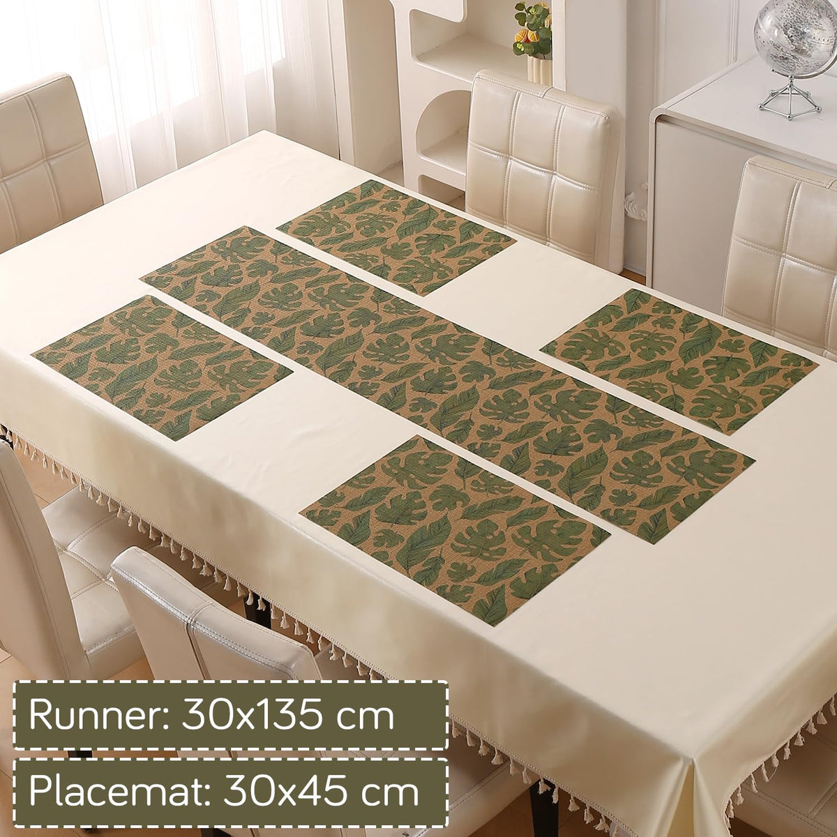 Botanical Tropic PVC Mats for Dining Table - Cana Lily Leaves