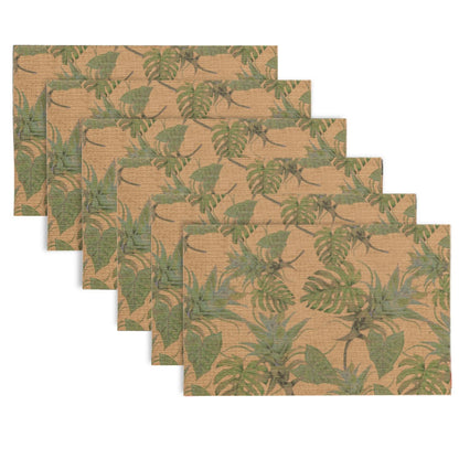 Botanical Tropic PVC Mats for Dining Table - Philodendron Leaves