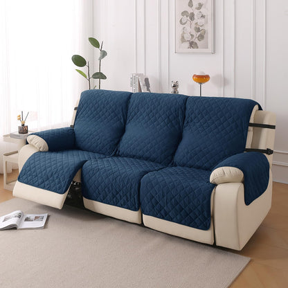 UrbanQuilt Recliner Sofa Slipcover Mat with Dual Belt for 1/2/3 Seater - Navy Blue