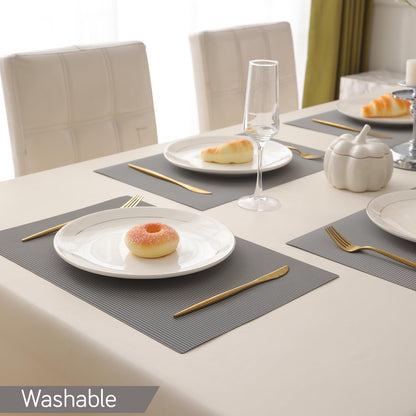 PP Waterproof Dining Table Mat, Fossil Grey