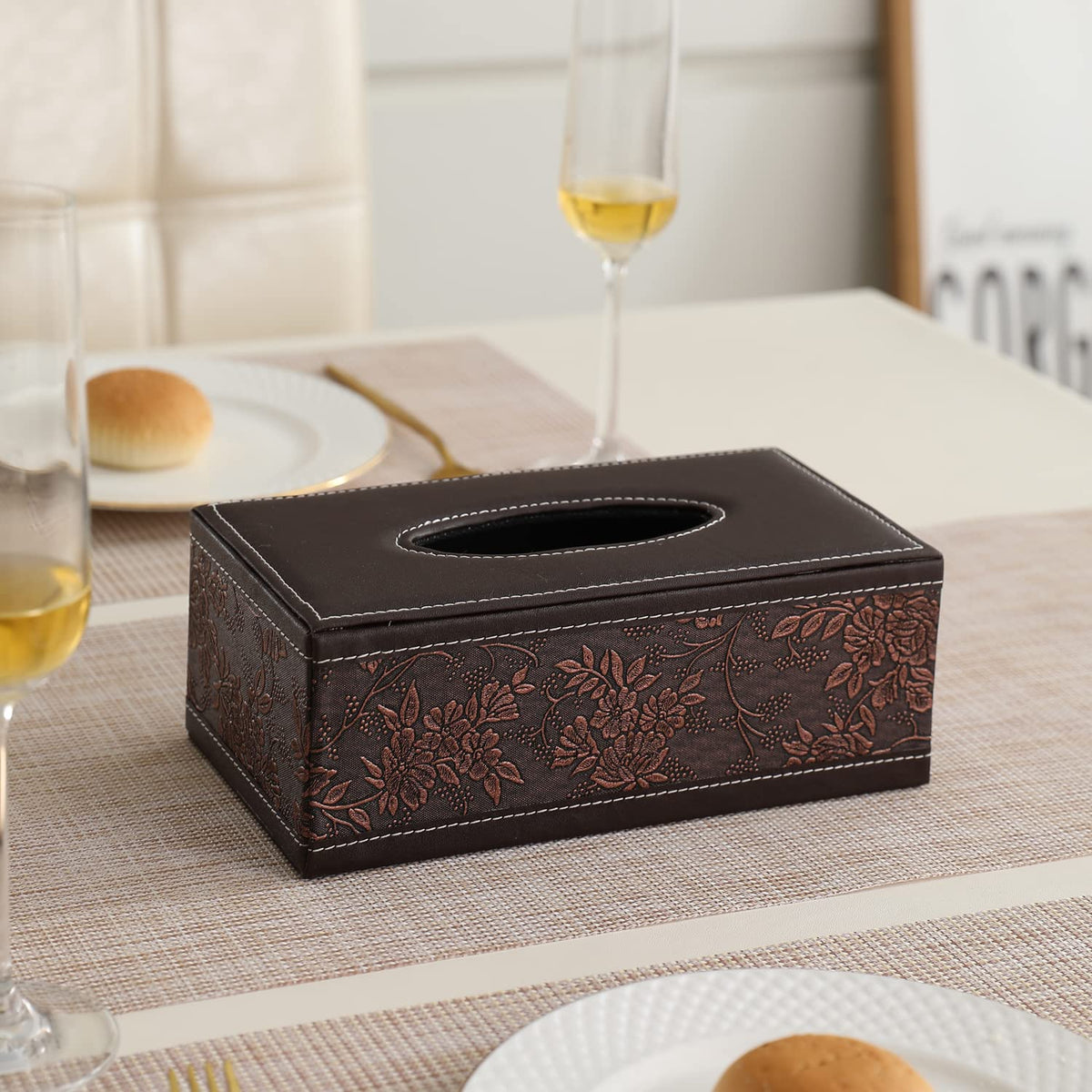 buy stylish premium brown leatherite tissue holder | HOKIPO