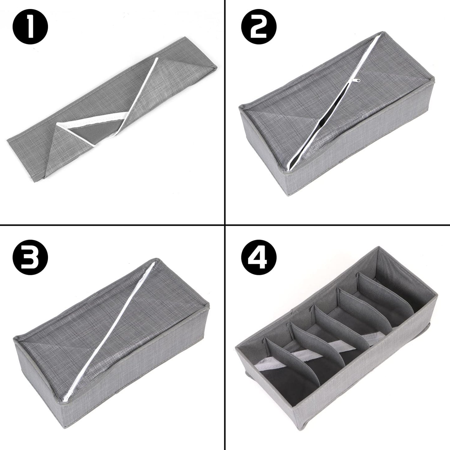 Non-Woven Fabric Undergarment Organizer Storage Box For Drawers Bra Panty Socks Tie Lingerie Organizer For Wardrobe, Grey