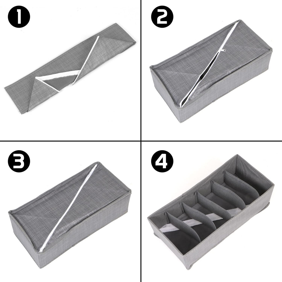 Non-Woven Fabric Undergarment Organizer Storage Box For Drawers Bra Panty Socks Tie Lingerie Organizer For Wardrobe, Grey