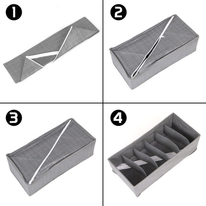 Non-Woven Fabric Undergarment Organizer Storage Box For Drawers Bra Panty Socks Tie Lingerie Organizer For Wardrobe, Grey
