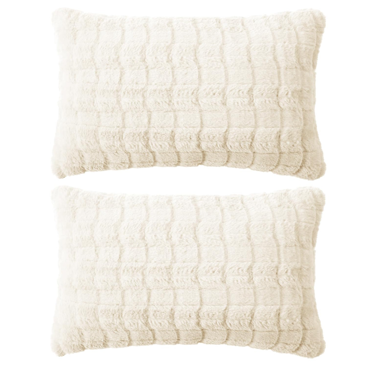 Buy cute White colour Zippered Plush Cushion Covers