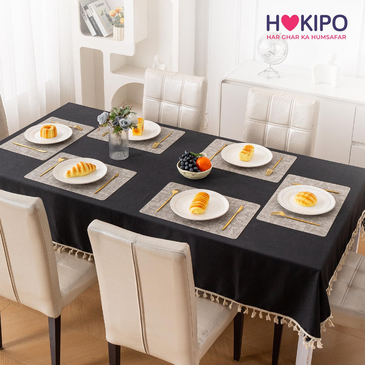 Modern Weaves Royal Luxe Faux Leather Mats for Dining Table - Fog Grey