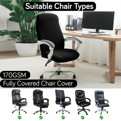 170GSM Stretchable Jacquard Office Chair Cover, Black