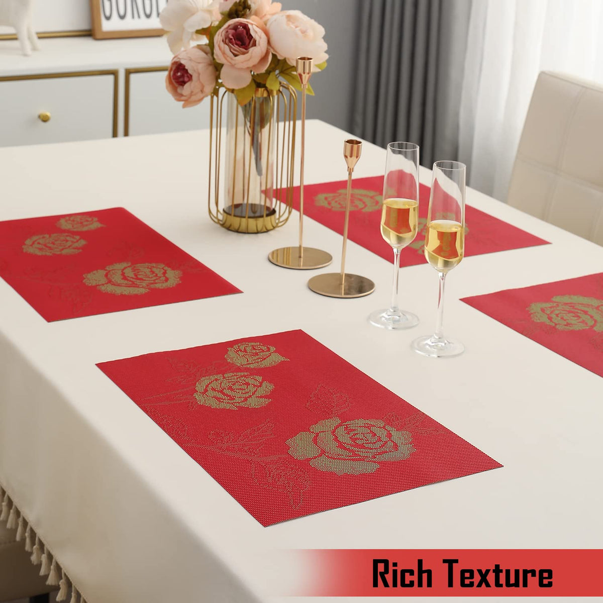 PVC Dining Table Mats, Crimson Red