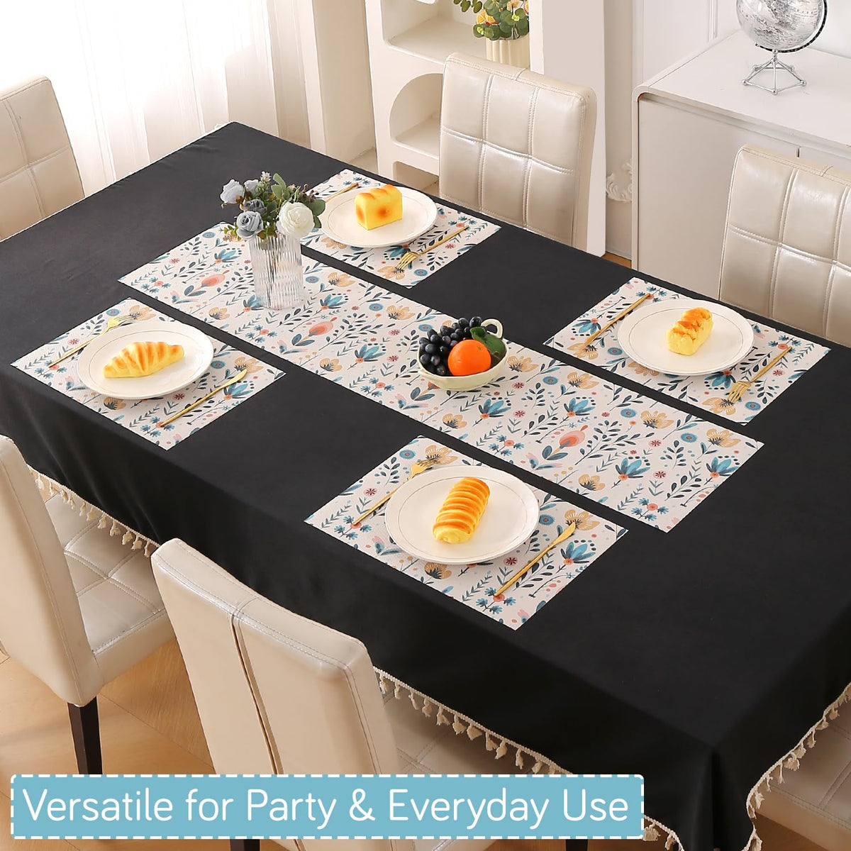 Artistic Flora PVC Washable Mats for Dining Table - Magnolia Champaca