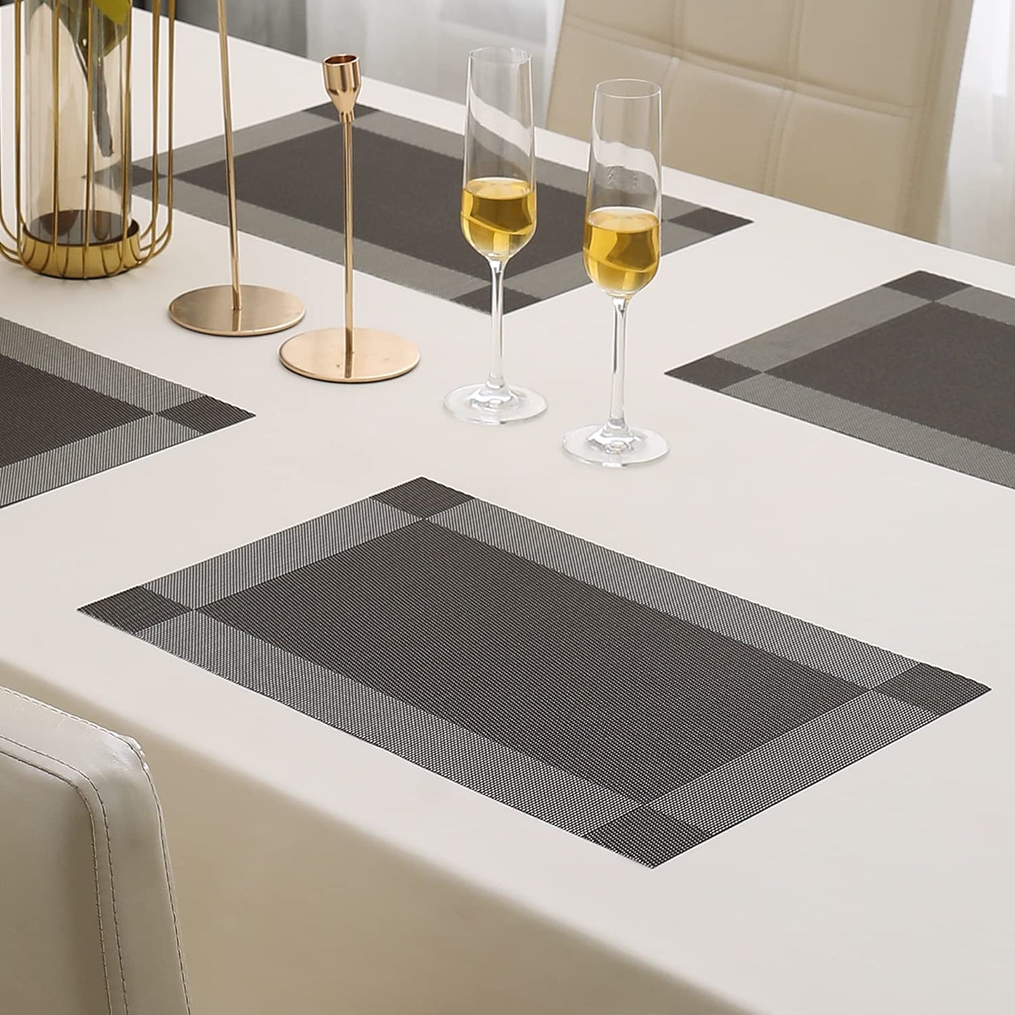 PVC Dining Table Mats, Dark Grey