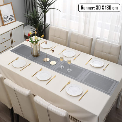PVC Table Runner for Dinner and Coffee Table, Grey