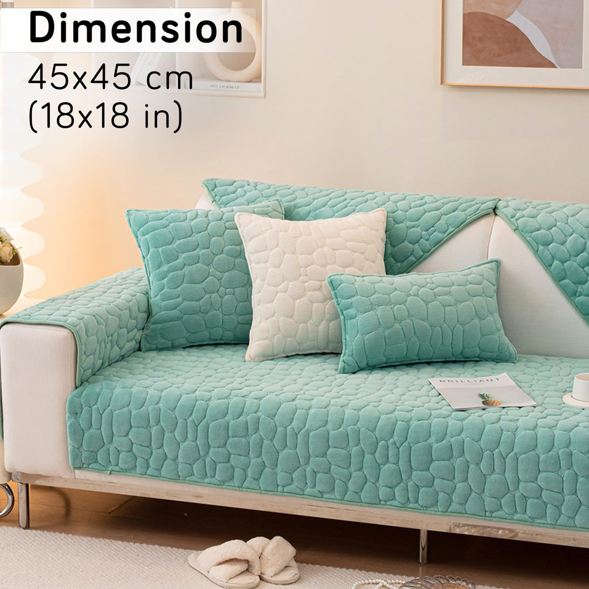 Buy Fog Blue colour Zippered Pebble Texture Milk Velvet Sofa Pillow Covers