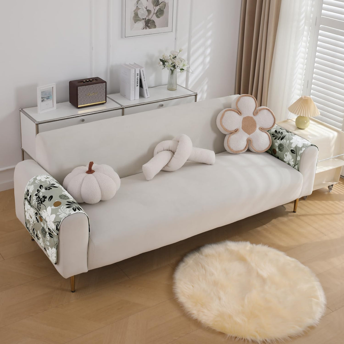 Water Repellent + Waterproof Quilted Sofa Mats, Feather Brown Floral