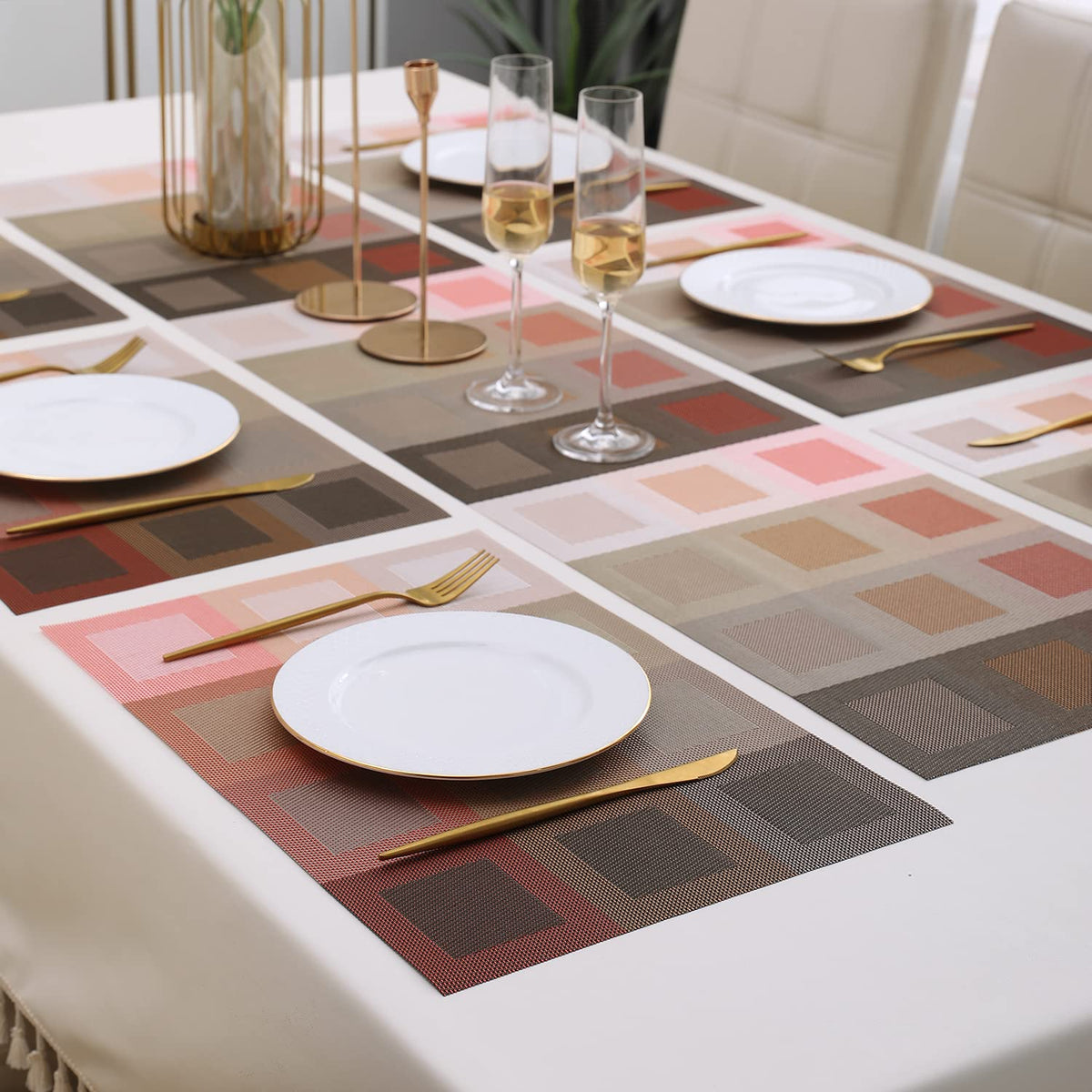 PVC Dining Table Mats, Gradient Red